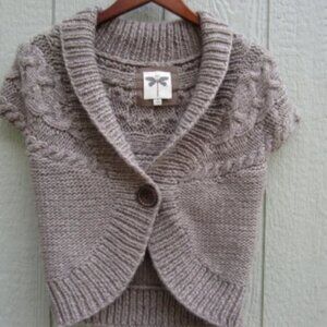 Dragonfly Cardigan sweater Women's S wool Blened One Button short sleeve comfy